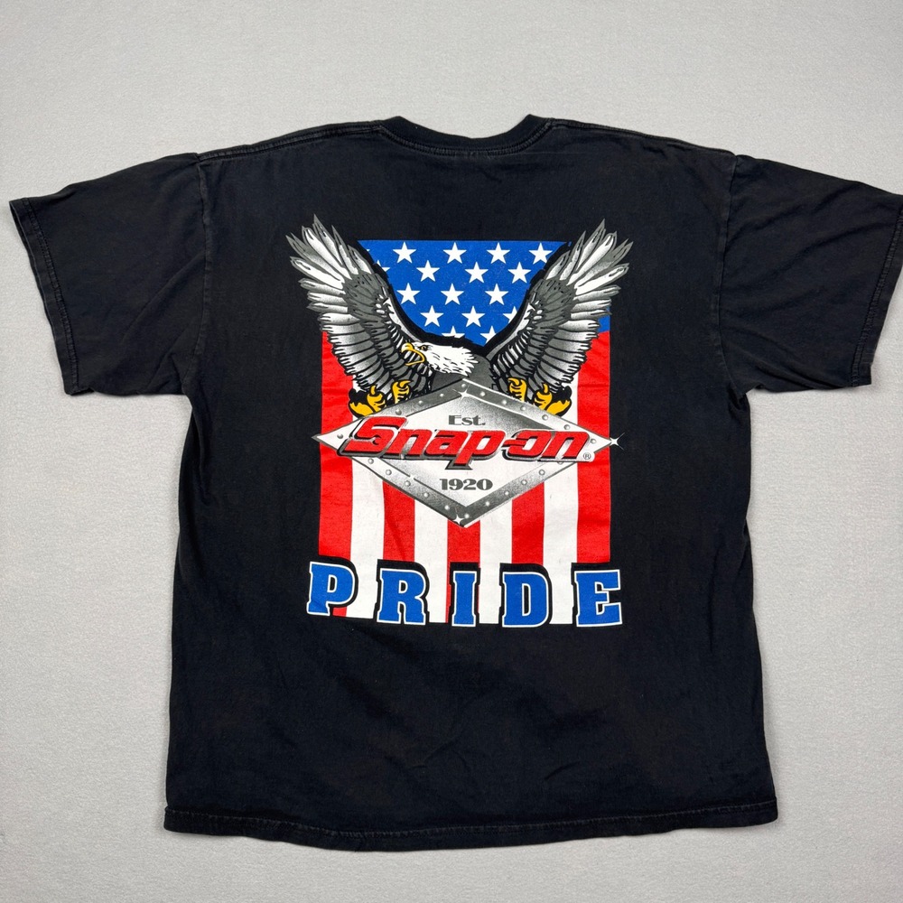 Vintage Snap-on Tools Pride Eagle American Flag Graphic T-Shirt Mens XL Gildan